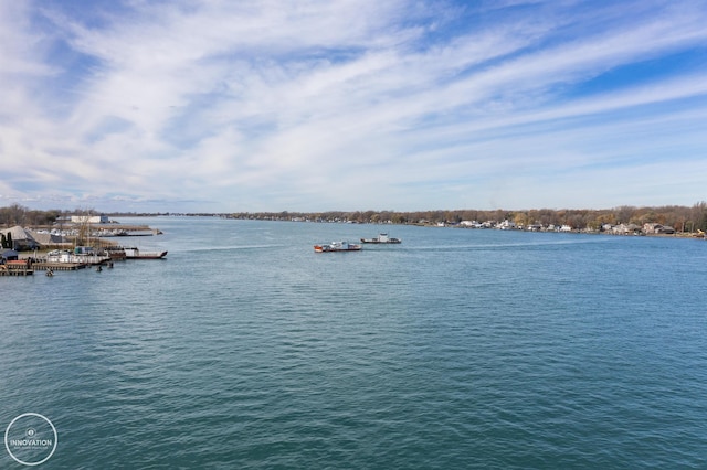 view of water feature featuring a dock