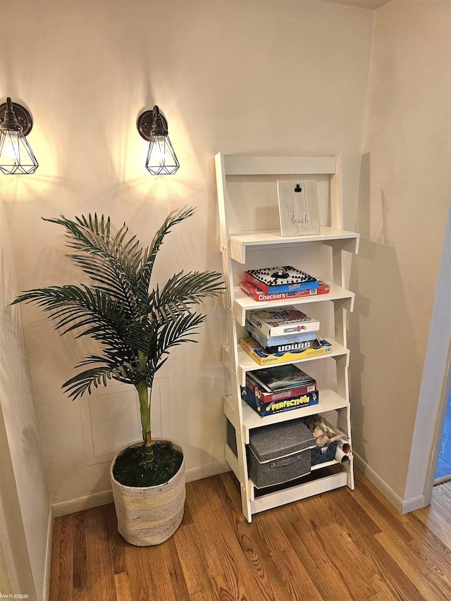 interior details featuring baseboards and wood finished floors