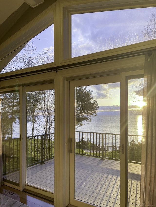 doorway with a water view