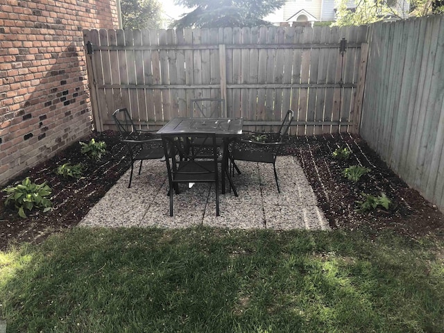 view of patio featuring a fenced backyard