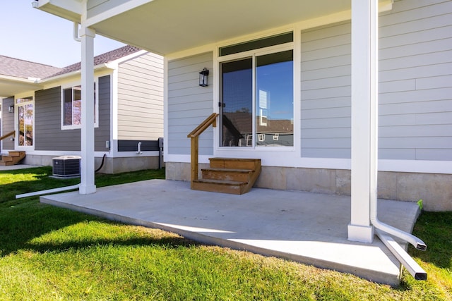 view of patio / terrace featuring entry steps and central AC