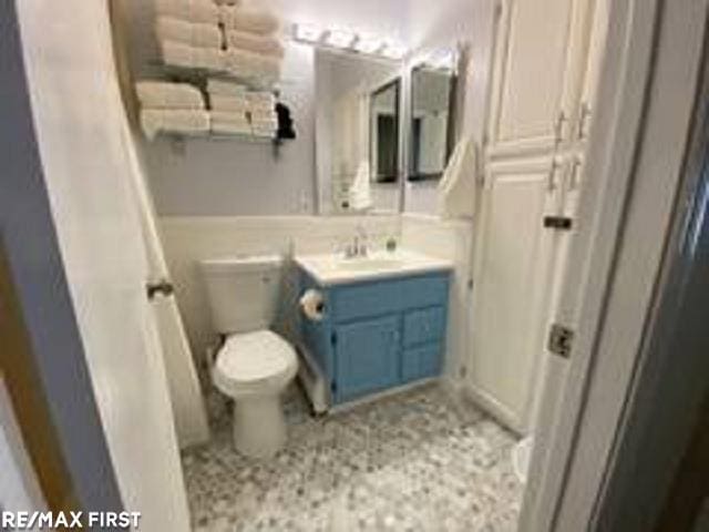 bathroom with vanity and toilet