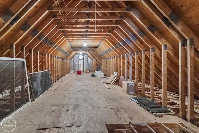 view of unfinished attic