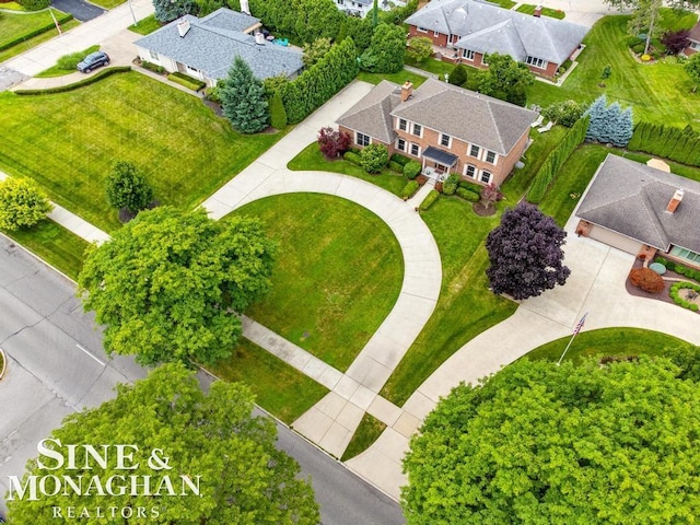 bird's eye view with a residential view