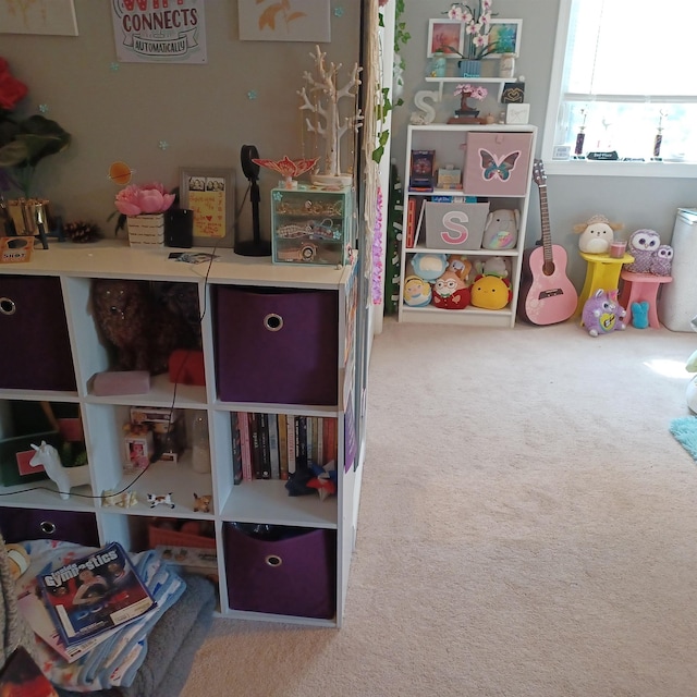 game room with carpet floors