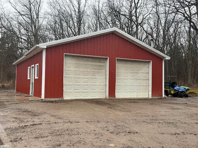 view of detached garage