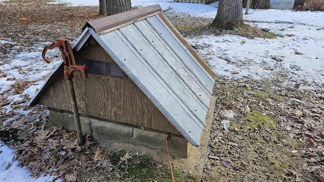 view of storm shelter