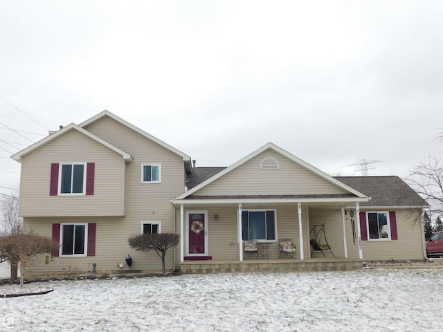 view of front facade featuring covered porch