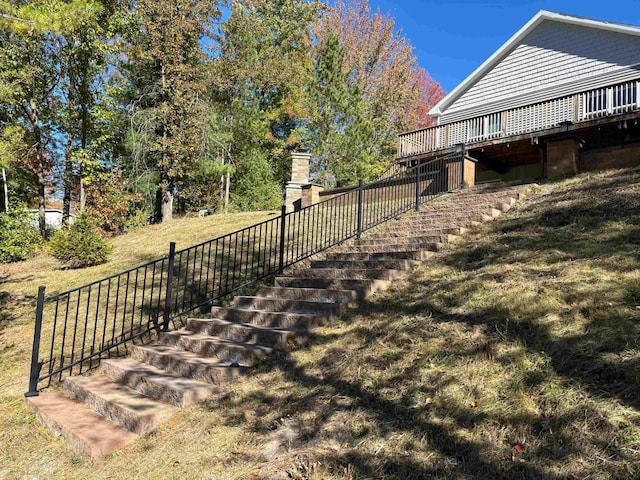 view of yard featuring stairs