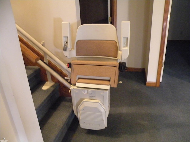 interior space featuring stairs and baseboards