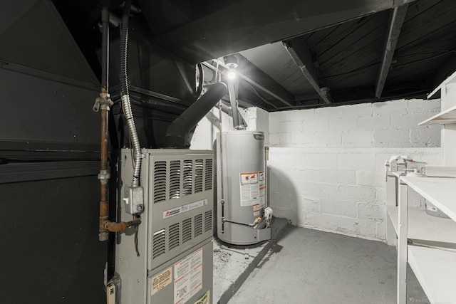 utility room with gas water heater