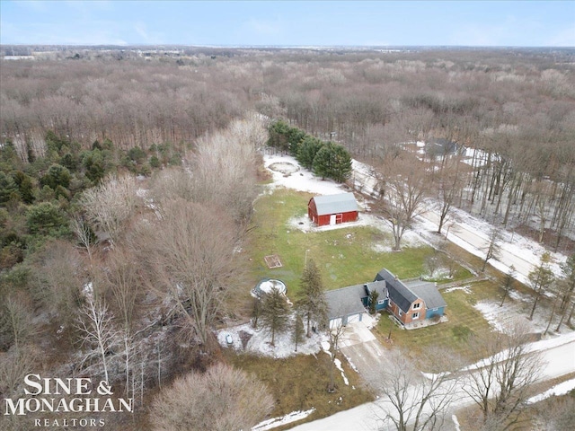 birds eye view of property featuring a rural view