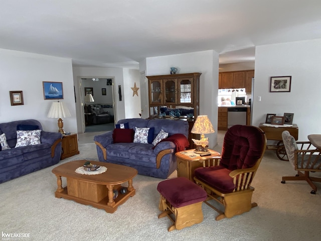 view of carpeted living area