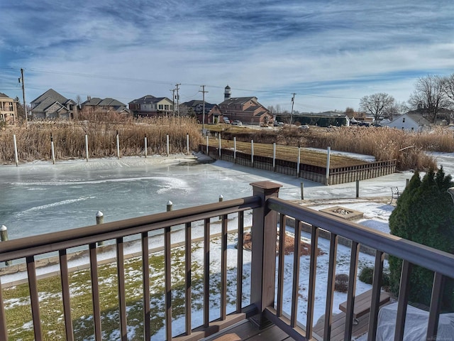 deck with a residential view