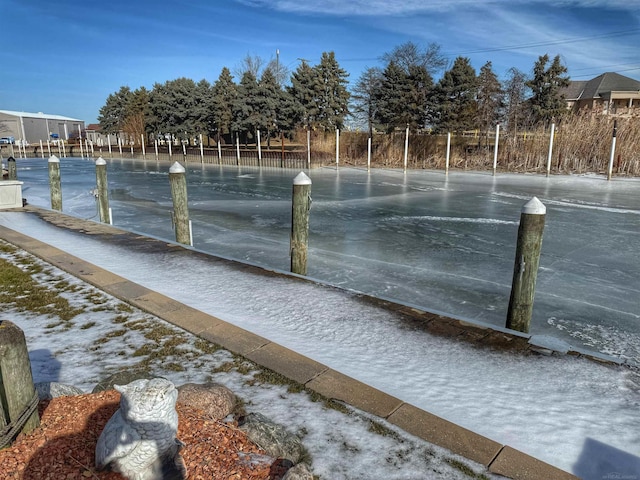 view of property's community featuring a dock