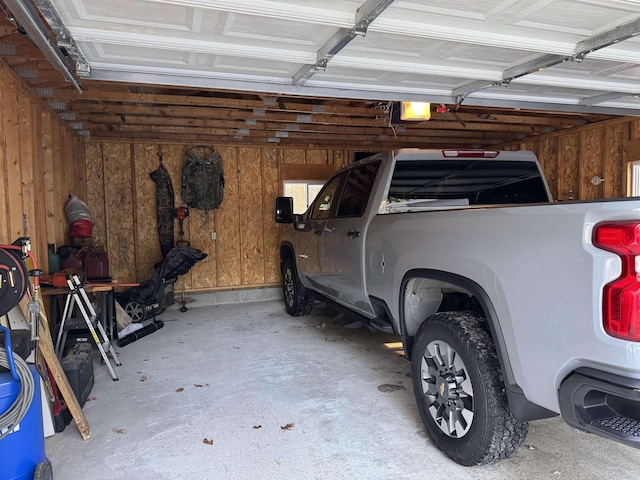 garage with a garage door opener