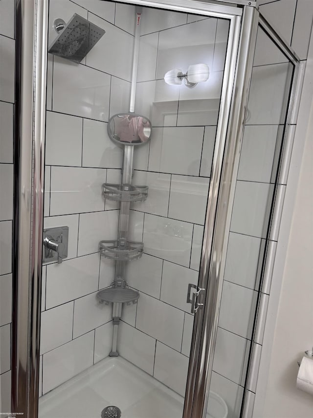 bathroom with a shower stall