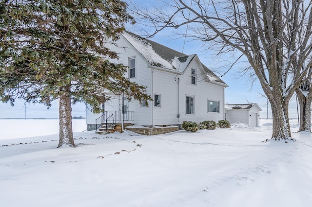 view of snow covered exterior