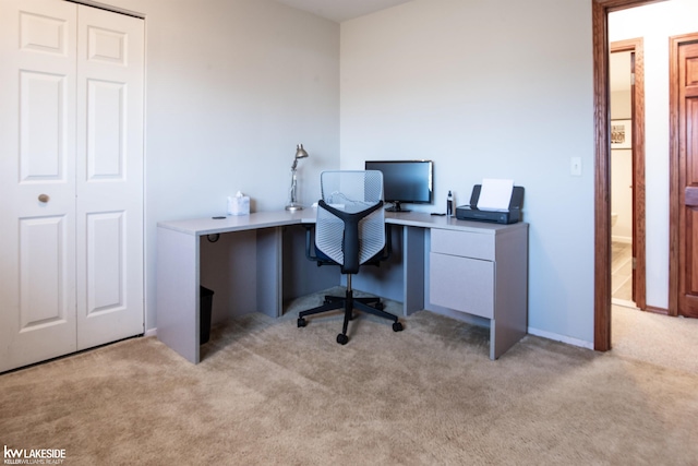 office with light carpet