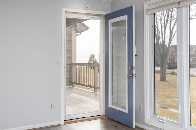 25540 Waterview Dr, Harrison Twp, MI 48045 - doorway with baseboards and wood finished floors