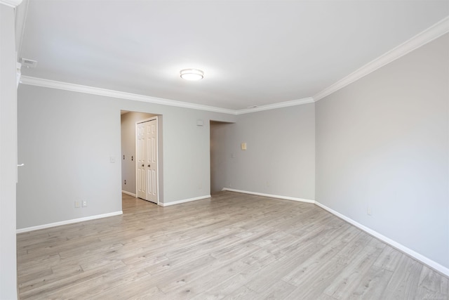 25540 Waterview Dr, Harrison Twp, MI 48045 - spare room with crown molding, baseboards, and light wood finished floors