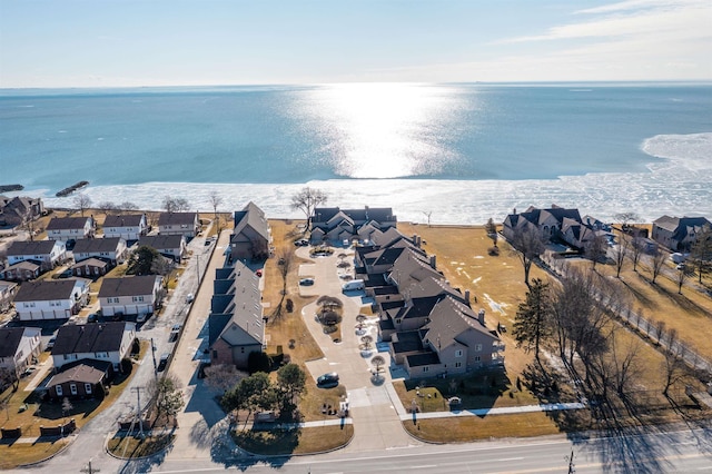 25540 Waterview Dr, Harrison Twp, MI 48045 - birds eye view of property with a water view, a beach view, and a residential view