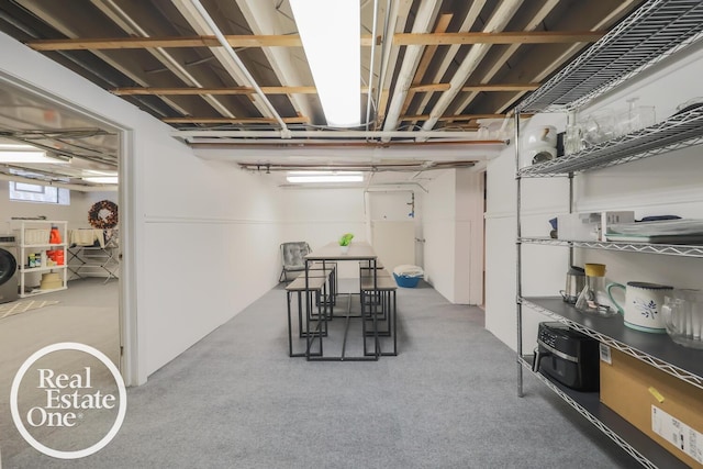 basement featuring washer / dryer