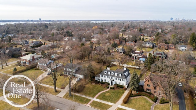 aerial view with a residential view