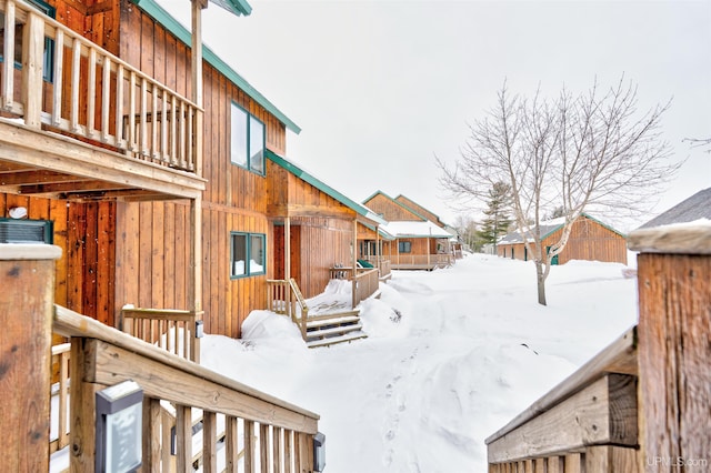 view of yard covered in snow