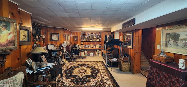 interior space with wooden walls