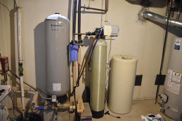 utility room featuring gas water heater