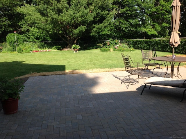 view of patio featuring fence