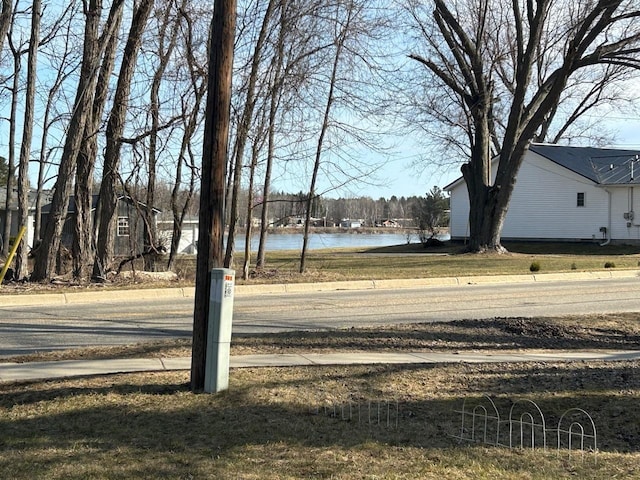 view of street featuring a water view