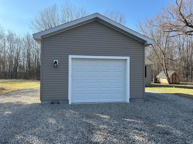 view of detached garage