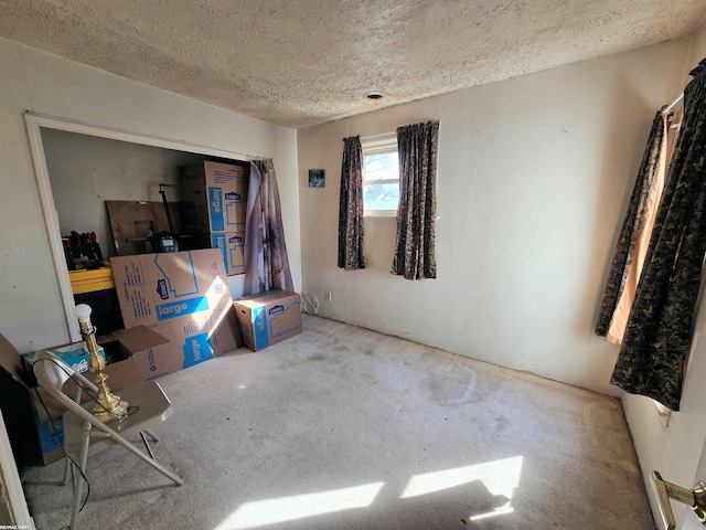 interior space with a textured ceiling