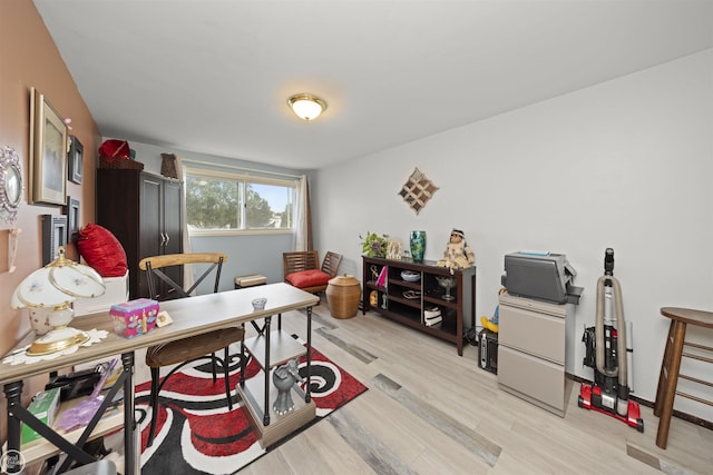 home office featuring light wood finished floors