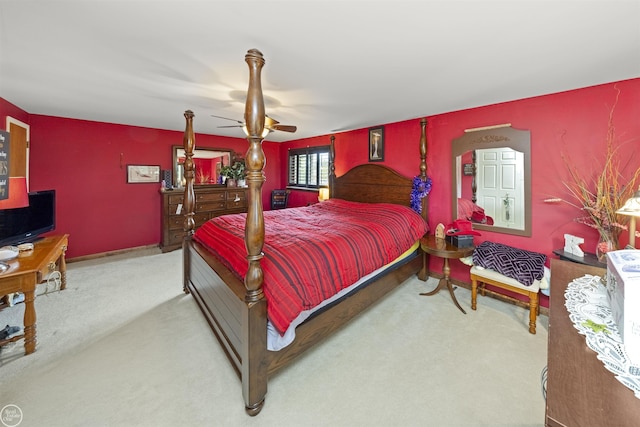 bedroom featuring a ceiling fan and carpet floors