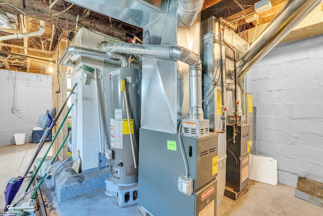 utility room with gas water heater