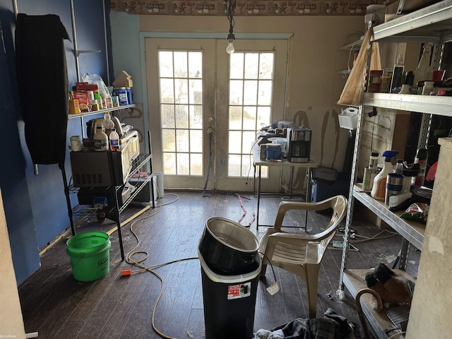 interior space featuring hardwood / wood-style flooring and french doors