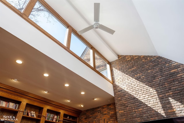 room details featuring recessed lighting and a ceiling fan