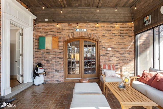 doorway to property featuring french doors