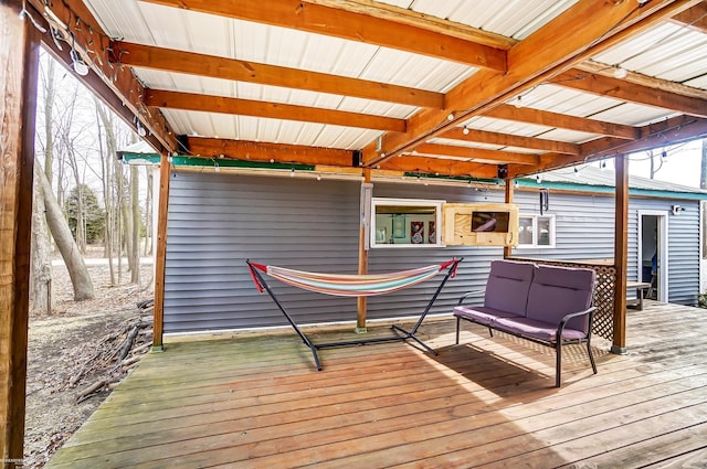 wooden deck featuring outdoor lounge area