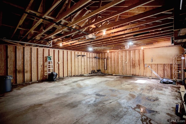 basement with a garage