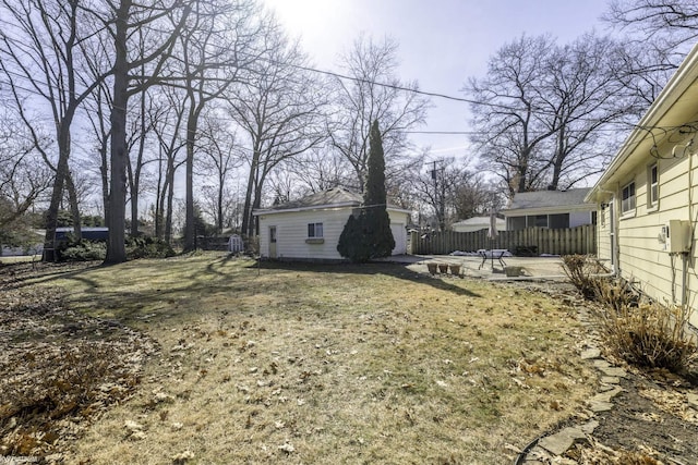 view of yard with a patio area and fence