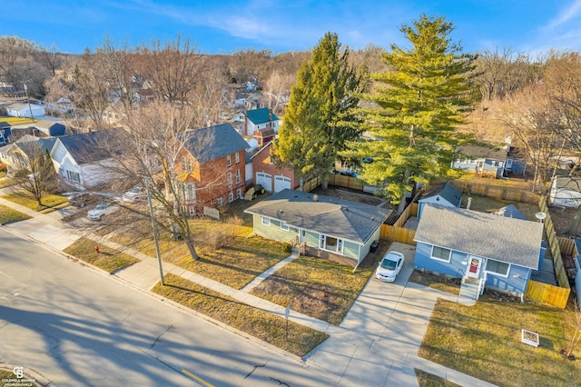 aerial view with a residential view