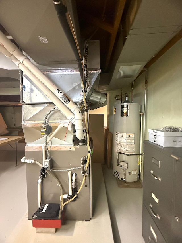 utility room with water heater