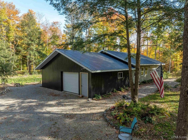 detached garage with driveway