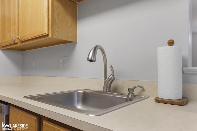 room details featuring dishwasher, light countertops, and a sink