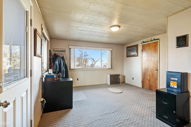 interior space featuring wood ceiling