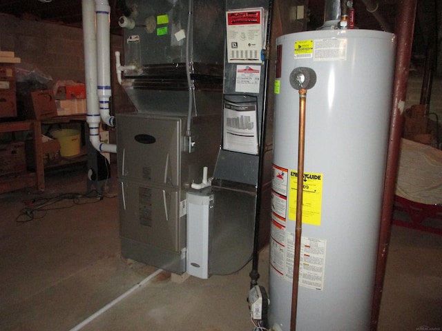 utilities featuring gas water heater and heating unit